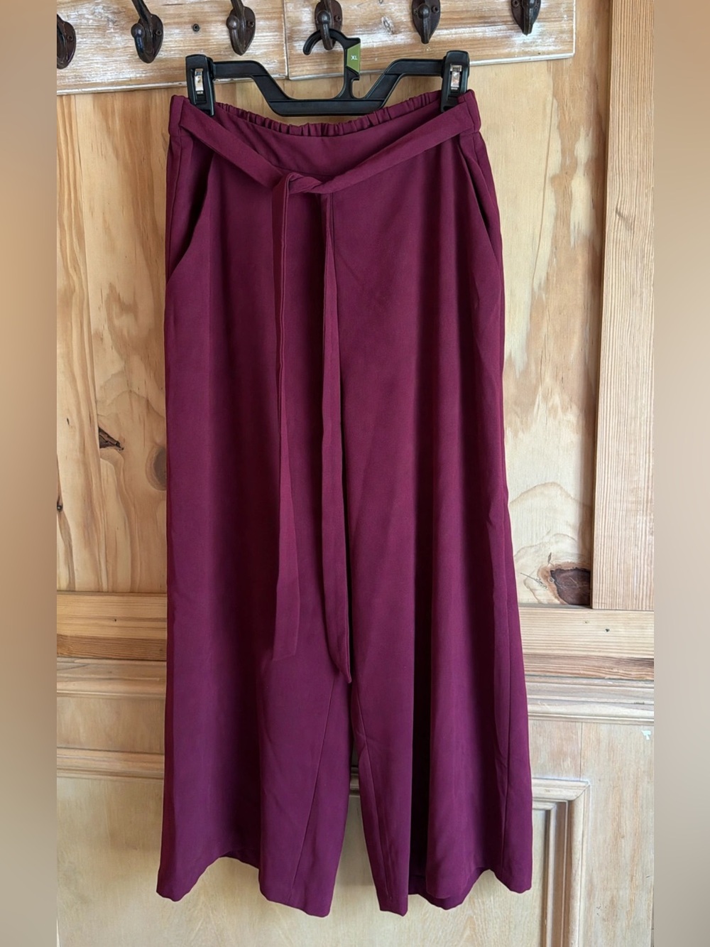 Gianni Bini Wide-Leg Tie-Waist Pants in Burgundy